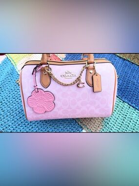 Coach Rowan Satchel Bag In Signature Canvas With Charms. NWT.